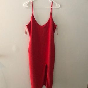 Red Midi dress with split